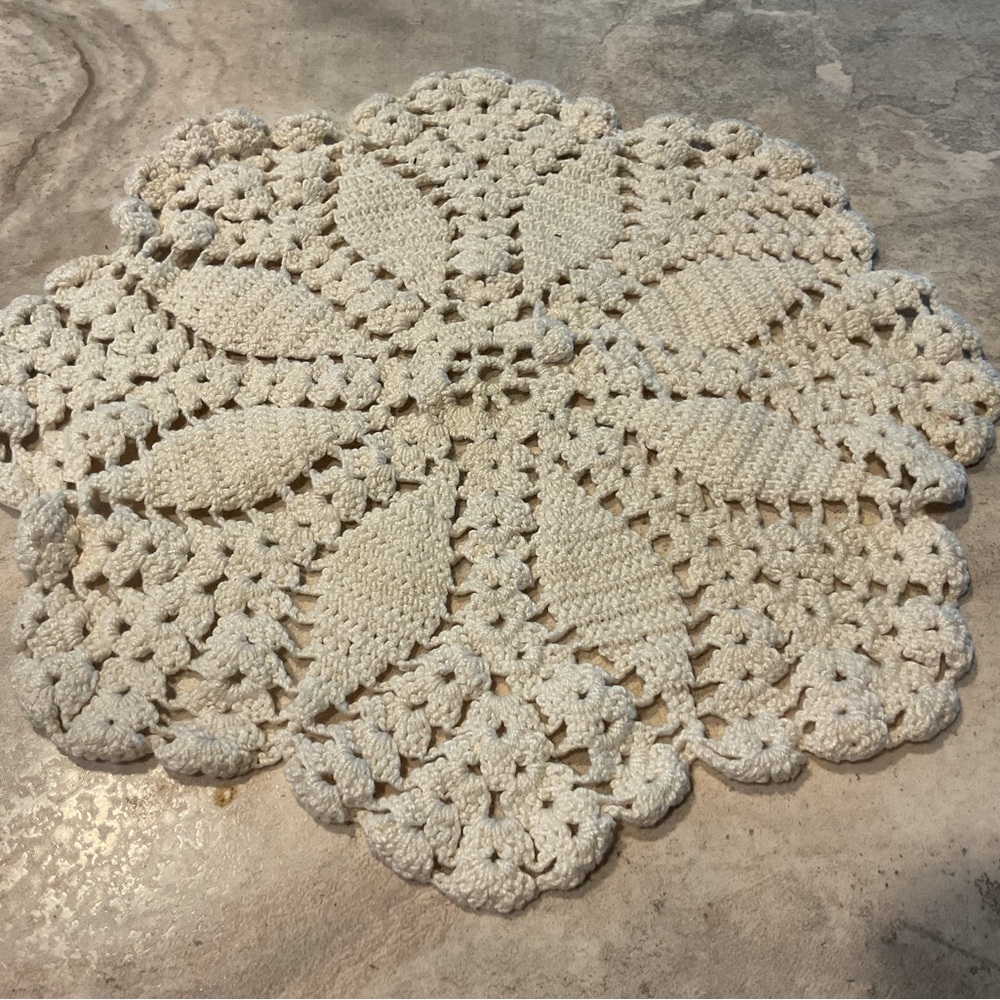 Crochet Doily Handmade vintage cotton 10.5” diameter white